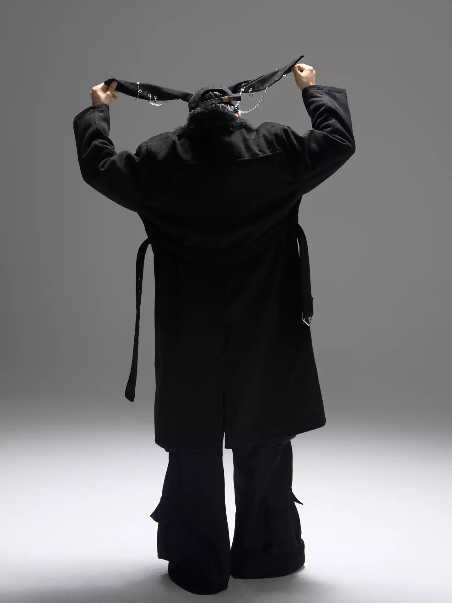 Color-block Design Over-the-knee Trench Coat Silhouette Plus-thick Cotton Coat