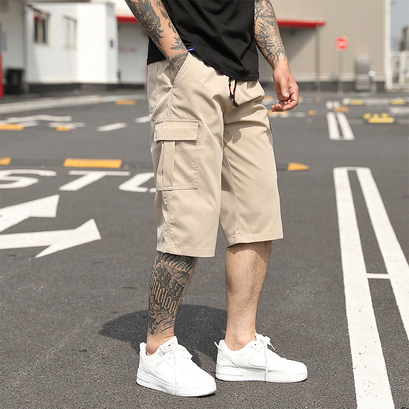 New Summer Thin American-Style Minimalist Casual Mens Cropped Trousers
