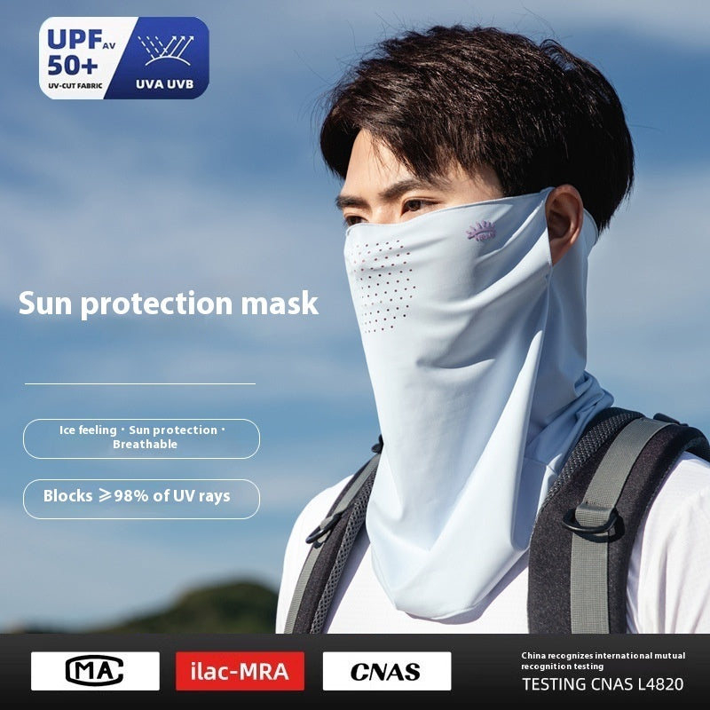 Sun Mask Men's Full Face Ice Silk Scarf