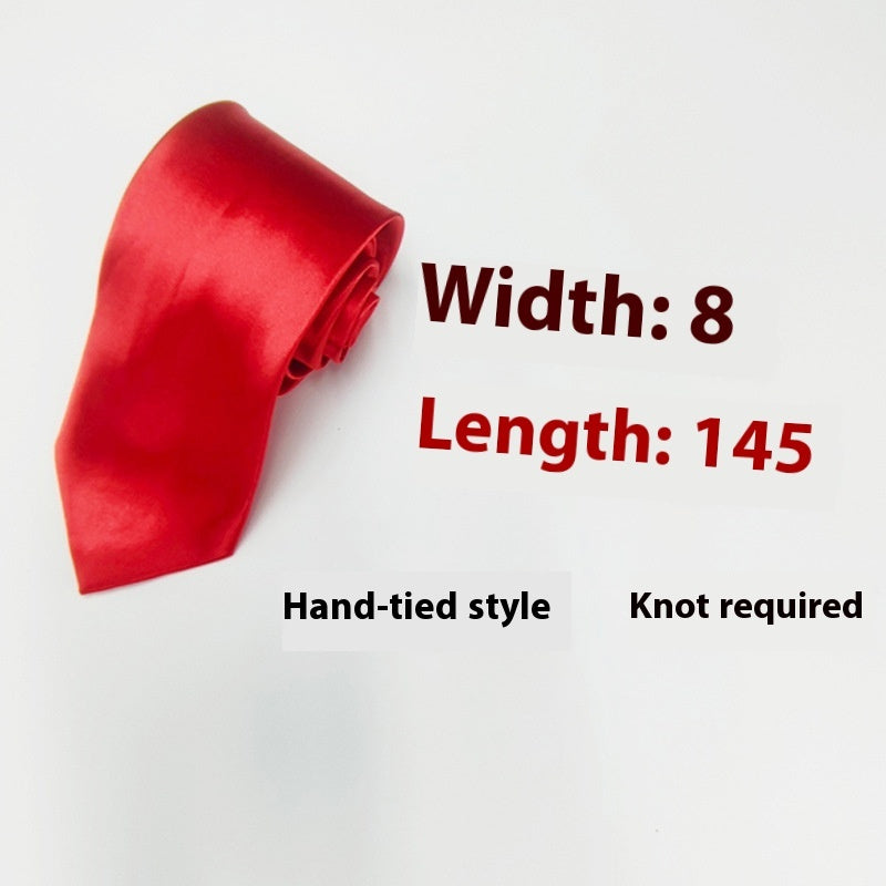 8cm Black Hand-tied Plain Suit Tie