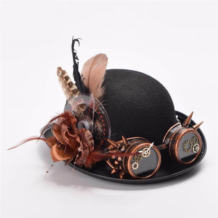 Lolita Dark-style Vintage Glasses And Feathered Hat Photo Prop