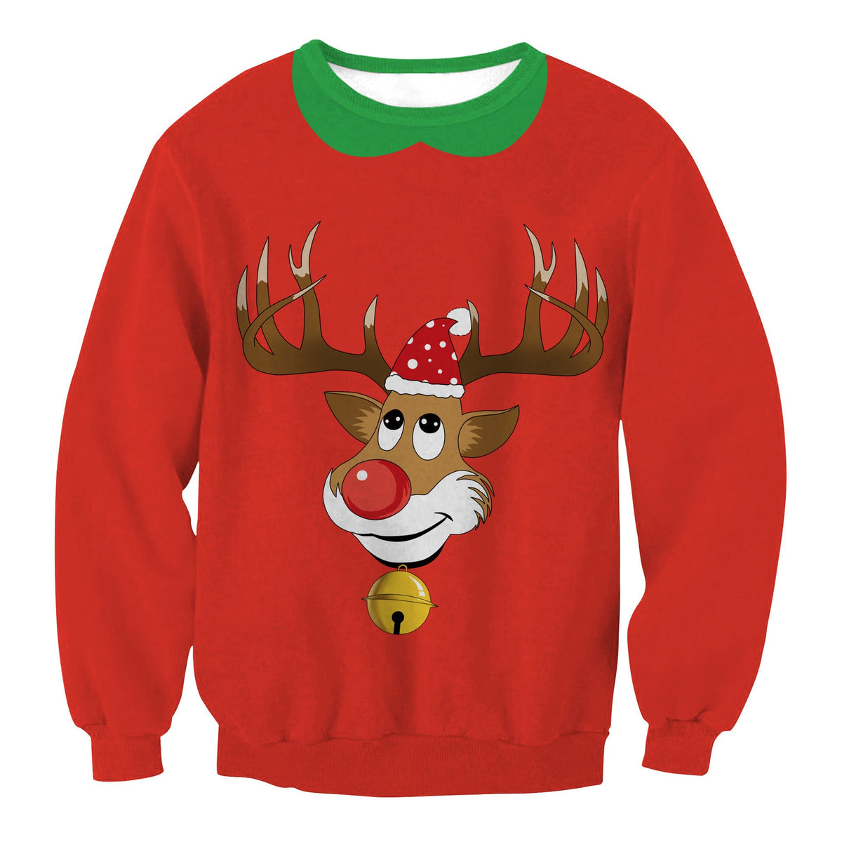 Ugly Christmas Sweater, Santa Elf Print, Pullover