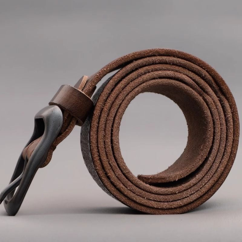 Mens Full-grain Leather Belt With A Pin Buckle