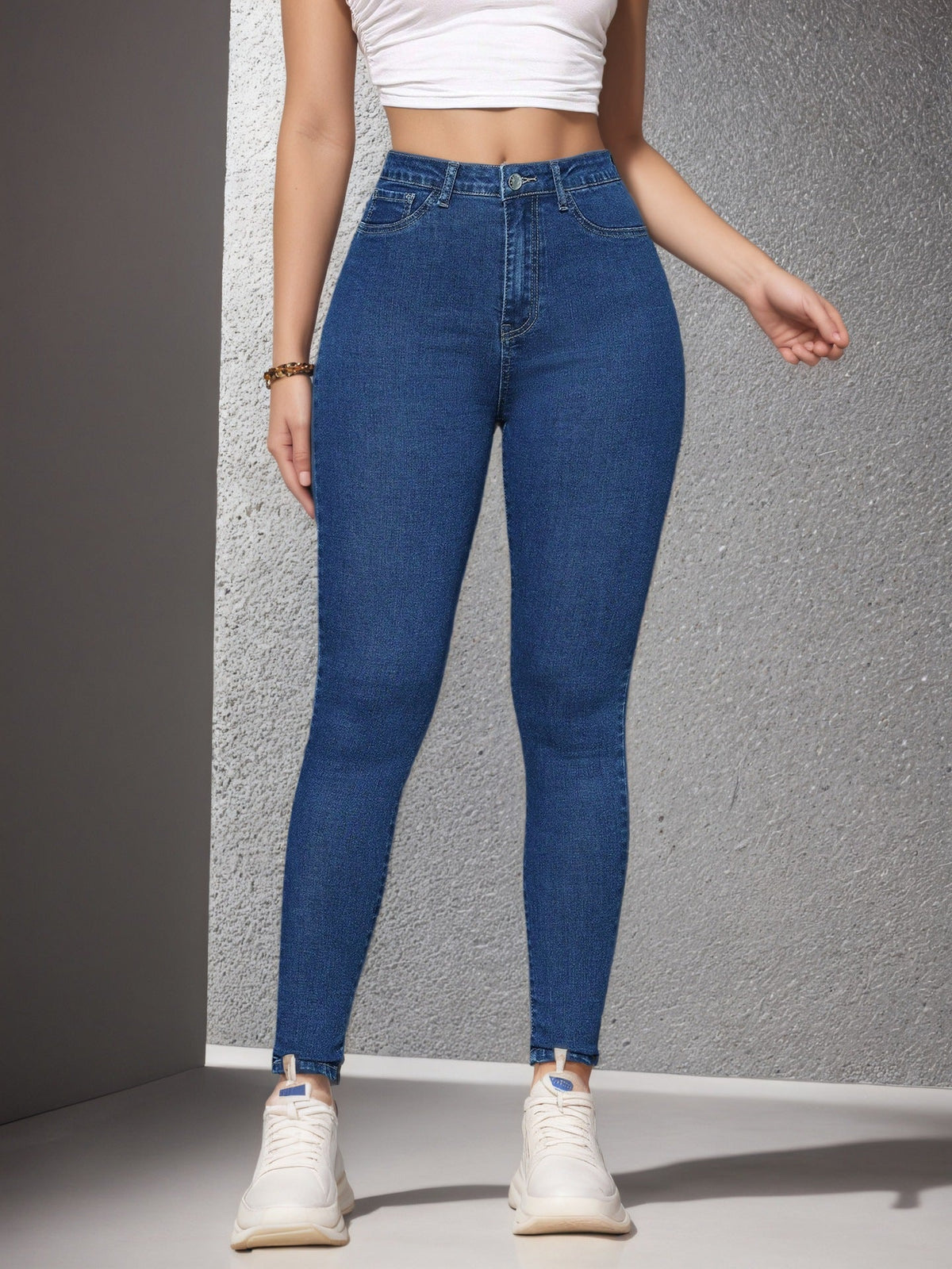 Stretchy Slim-fit Skinny Jeans High-waisted With Tummy-control Design