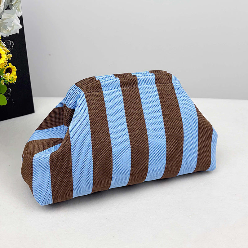 Womens Knitted Bag Striped Clutch