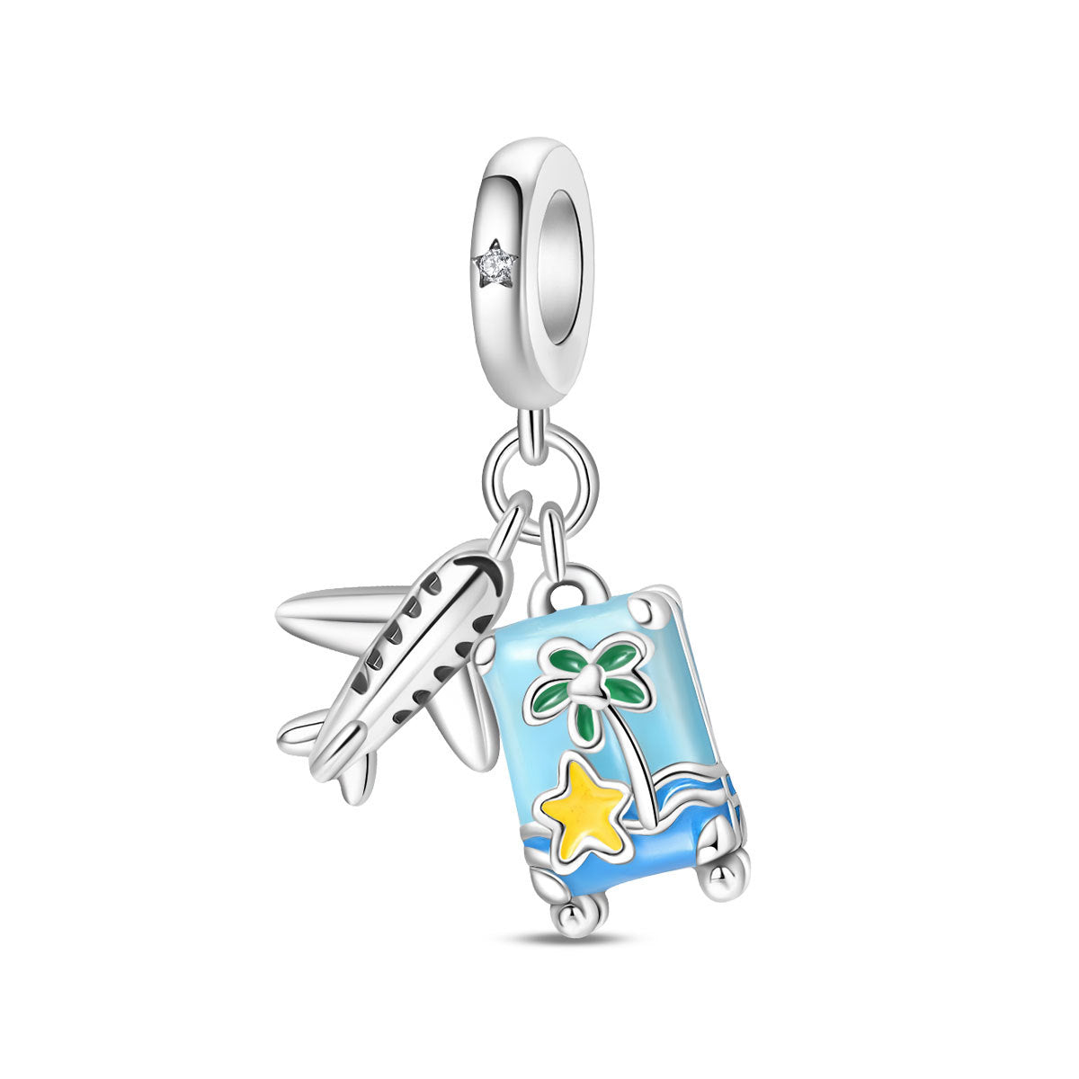 Airplane Suitcase World Travel DIY Bead Pendant Jewelry Accessory