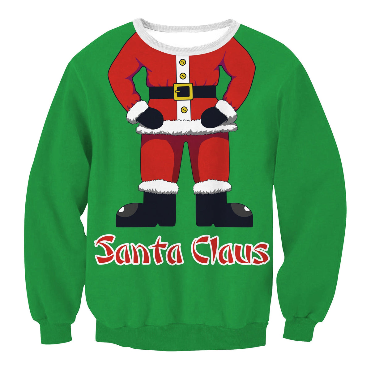 Ugly Christmas Sweater, Santa Elf Print, Pullover