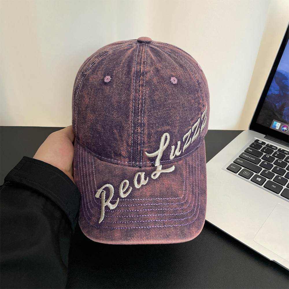 Monochrome Individuality Frayed Letter Embroidery Washed-out Vintage Trend Fashion Holey Brim Baseball Cap Street Travel