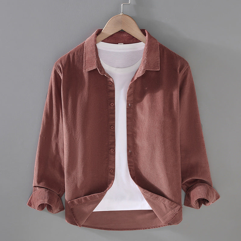 Mens Casual Workwear Layered Corduroy Shirt