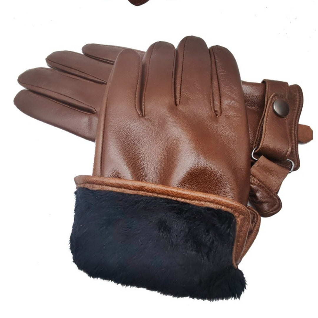 Mens Simple Stylish Waterproof Leather Gloves For Outdoor Cycling