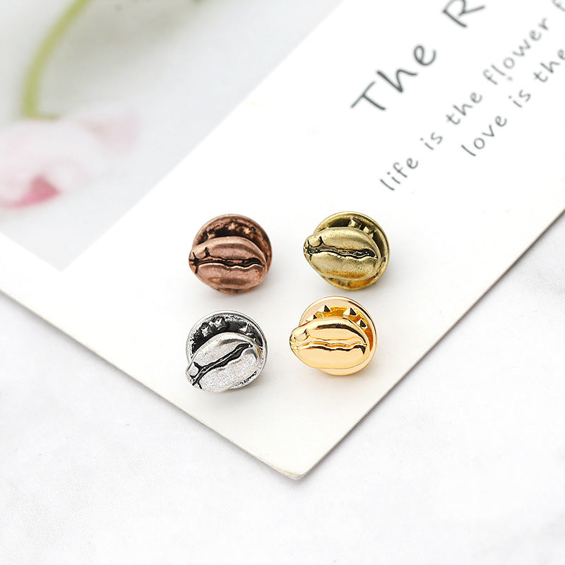 Metal Coffee Bean Brooch Lapel Pin Accessory