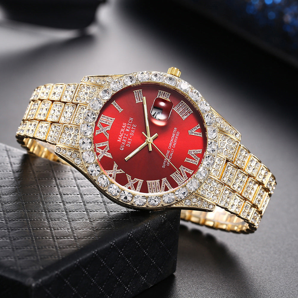 Roman Numeral Dial Steel Band Quartz Watch