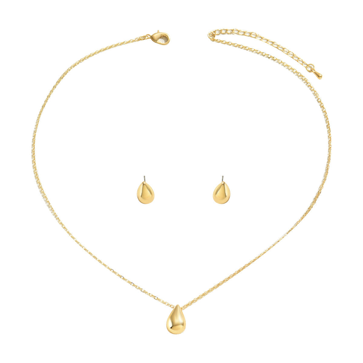 Sweet Fresh Style Women Jewelry Set, Niche Geometric Water Drop Design Matching Clavicle Necklace & Earrings, Versatile Daily Neck Ear Ornaments