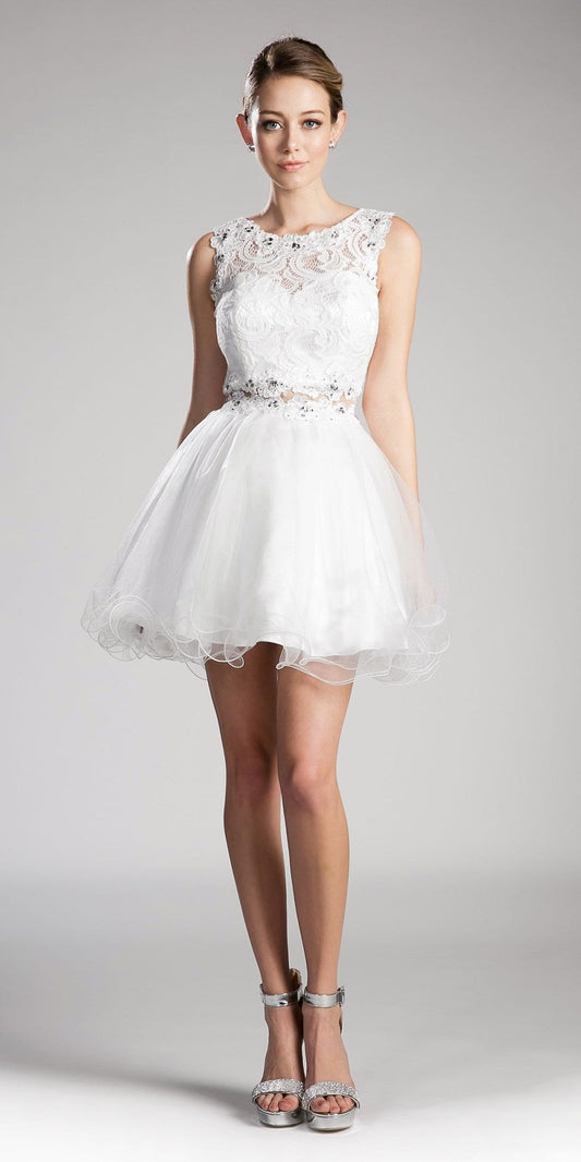 CLEARANCE - Cinderella Divine CD0117 Lace Beaded Short Dress (Size 2XL)
