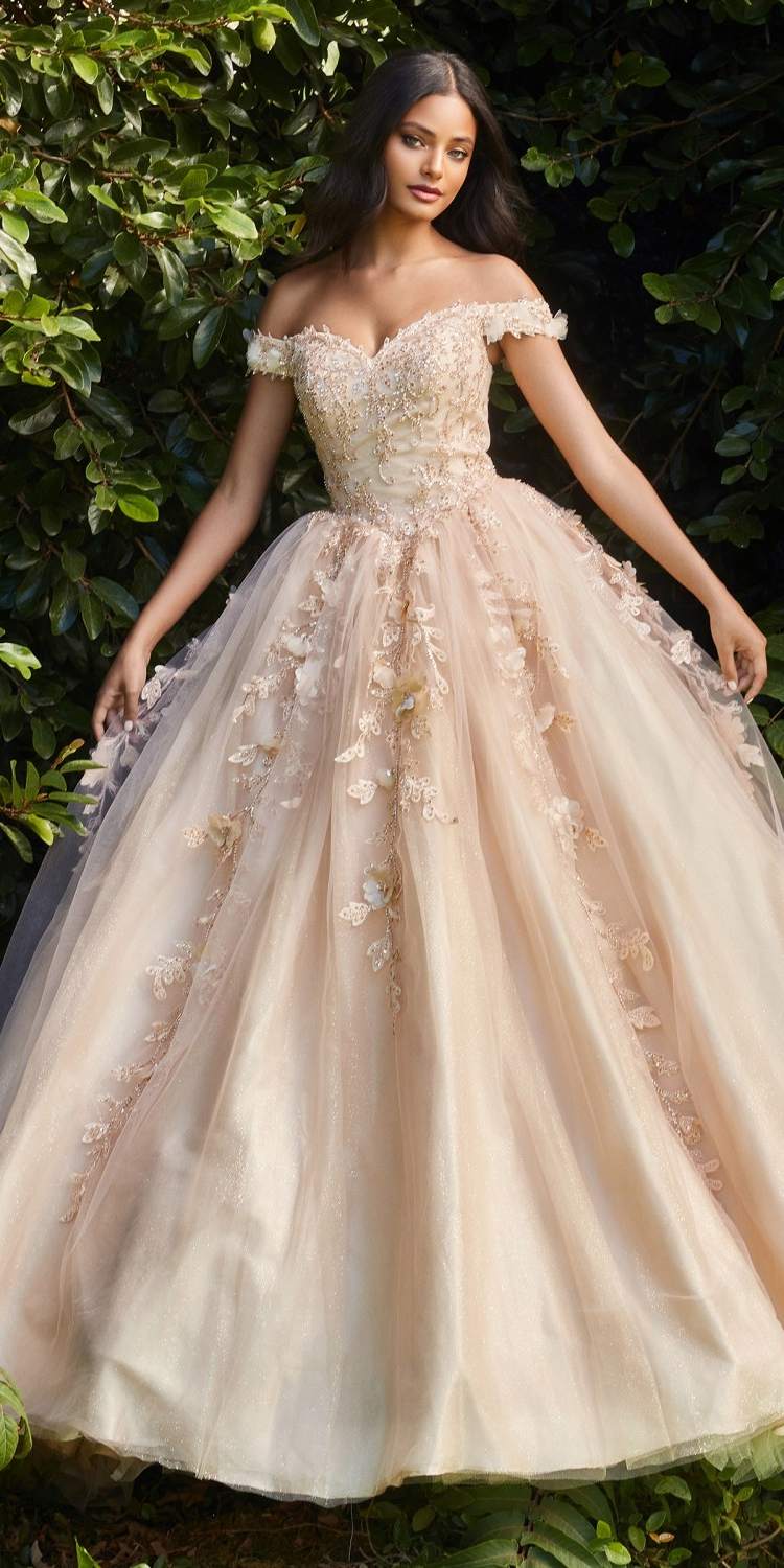 Cinderella Divine CD0185 Off The Shoulder Layered Tulle Ball Gown