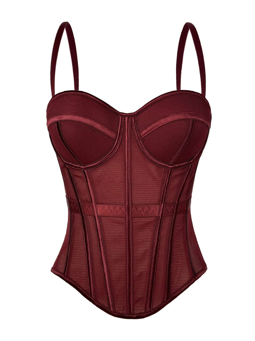 European And American Pure Color Fashionable Fishbone Bra, Waist Slimming Look Mesh Camisole With Breast Pads, Fishbone Top For Outer Wear
