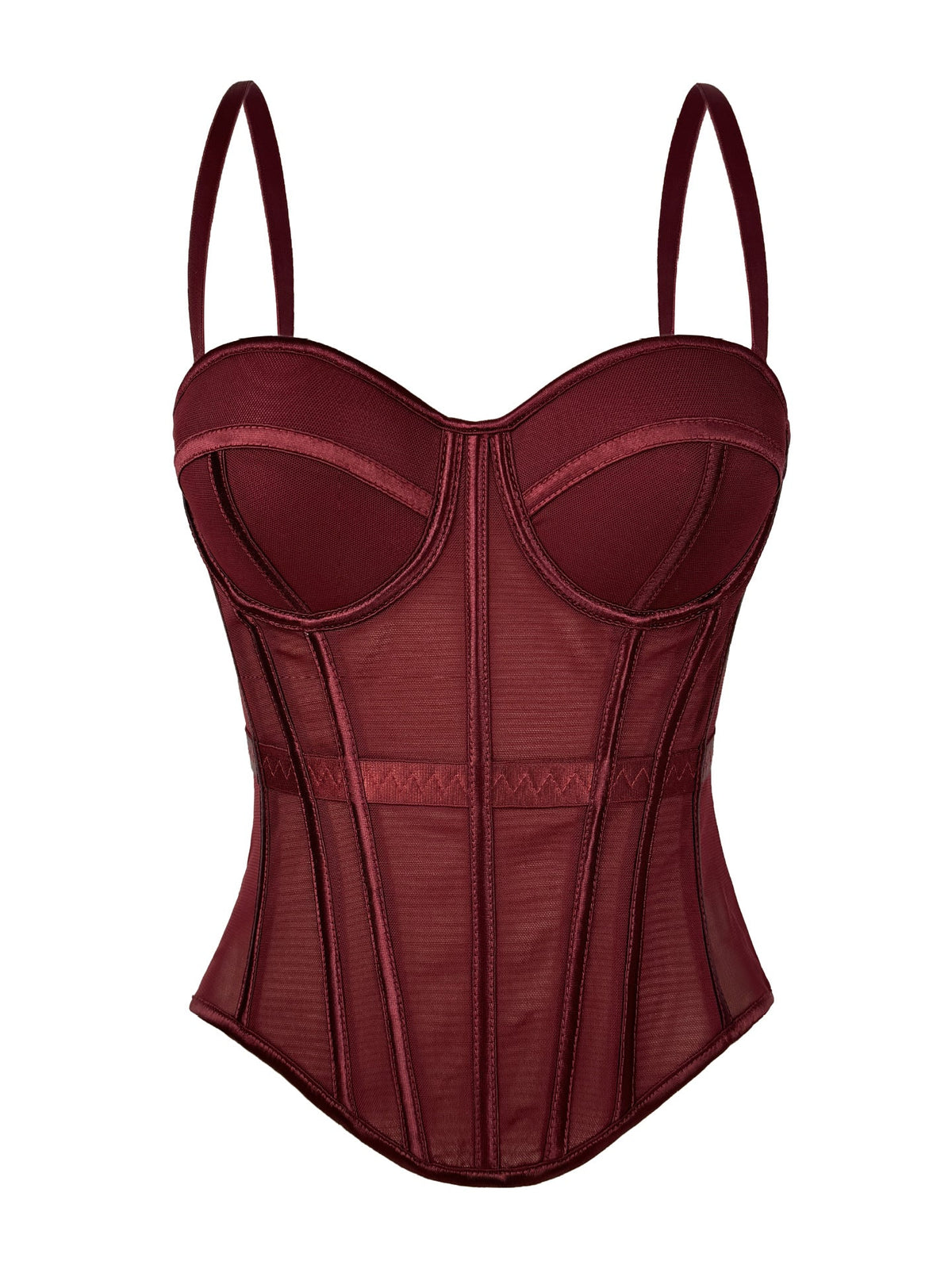 European And American Pure Color Fashionable Fishbone Bra, Waist Slimming Look Mesh Camisole With Breast Pads, Fishbone Top For Outer Wear