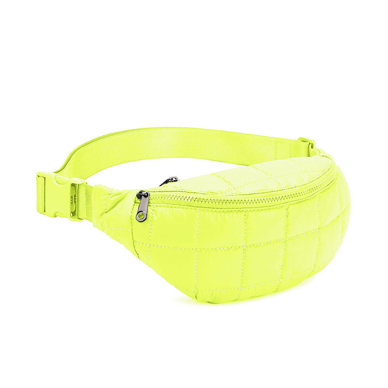 Solid-color Casual Crossbody Waist Bag With A Quilted Diamond Pattern