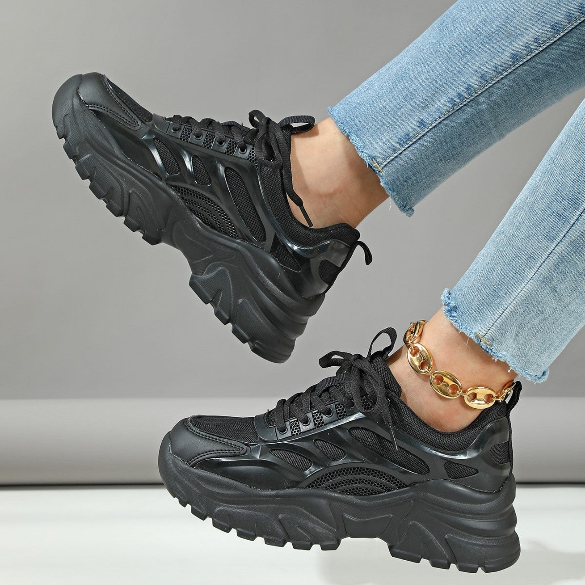 Trendy Thick Bottom Height Increasing Breathable Comfortable Four Seasons Leisure Sneaker