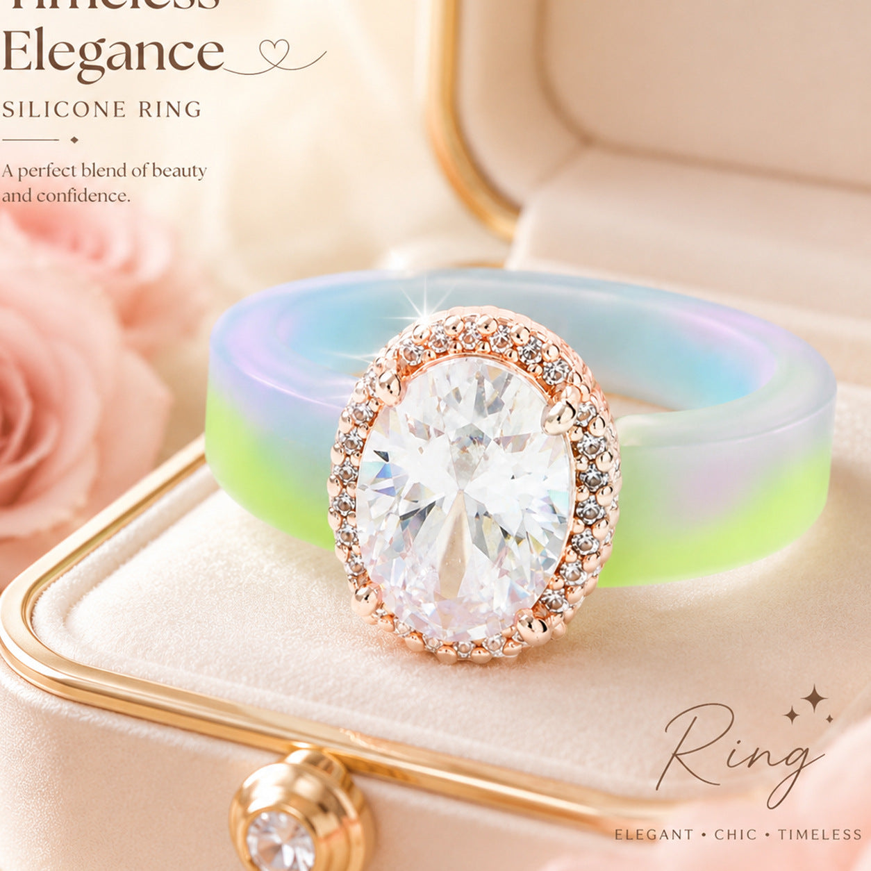 Niche Silicone Ring With Zircon Inlays