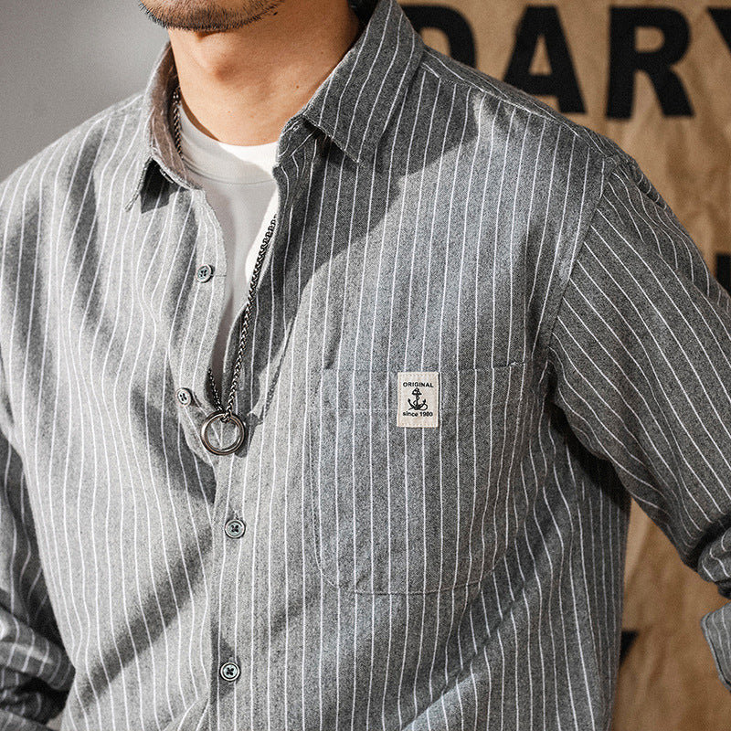 Casual Edgy-chic Vertical-striped Artistic Shirt