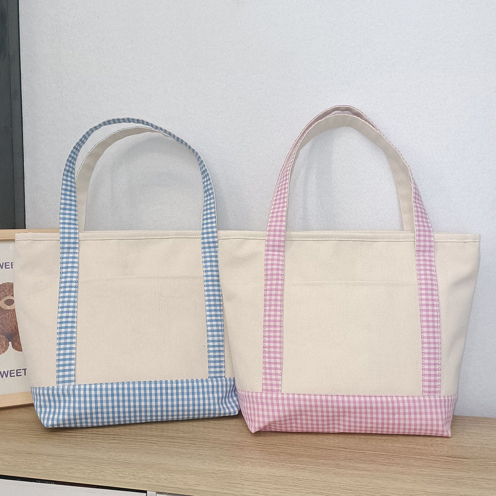 Lattice Travel Large-capacity Color-spliced Thickened Handbag