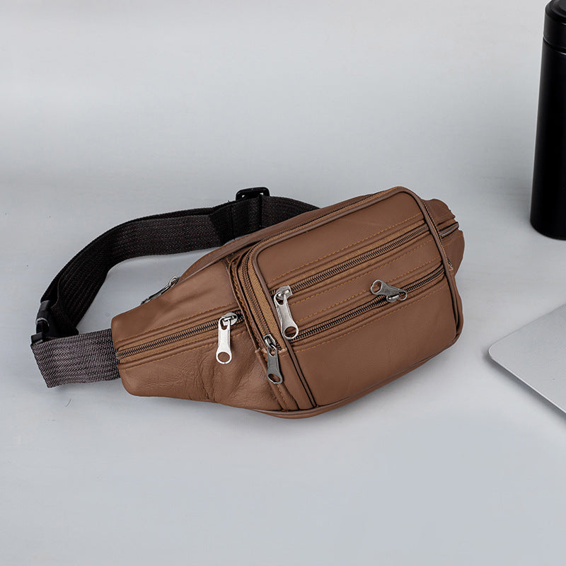 Genuine Leather Sports Waist Pack For Men, Invisible Running Pack