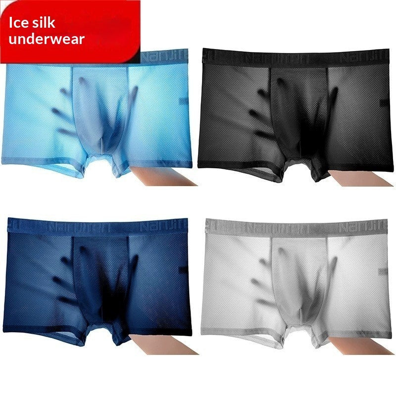 Ice Silk Mesh Summer Youth Sports Comfortable Breathable Boxer Briefs For Men