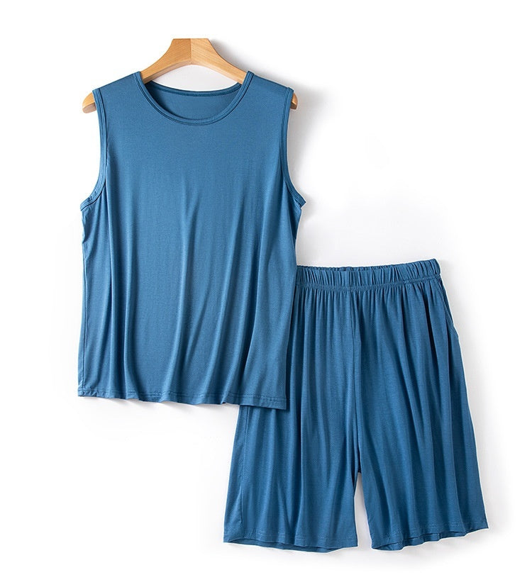 Men's Modal Vest Shorts Summer Loose Plus Size Sleeveless