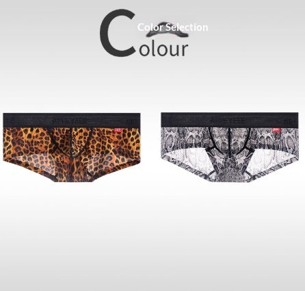 Men's Non-low-rise Ultra-thin Leopard Print Boxer Briefs