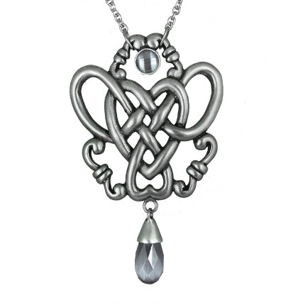 Collier Nœud Celtique avec Pendentif Goutte en Pierre Facettée Argenté