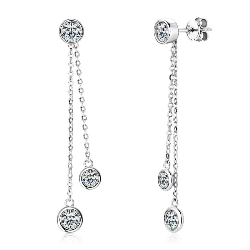 Zertifizierte Moissanit Quasten Ohrstecker 925 Sterling Silber Kettenanhänger