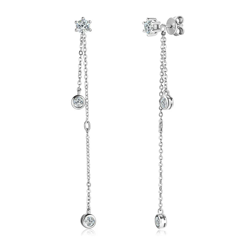 Zertifizierte Moissanit Quasten Ohrstecker 925 Sterling Silber Kettenanhänger