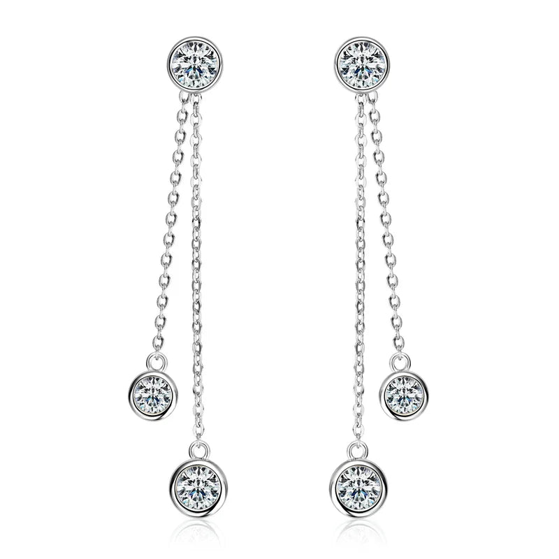 Zertifizierte Moissanit Quasten Ohrstecker 925 Sterling Silber Kettenanhänger