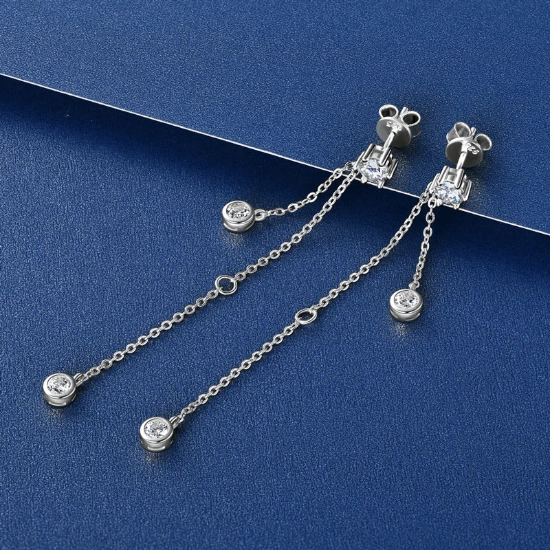 Zertifizierte Moissanit Quasten Ohrstecker 925 Sterling Silber Kettenanhänger