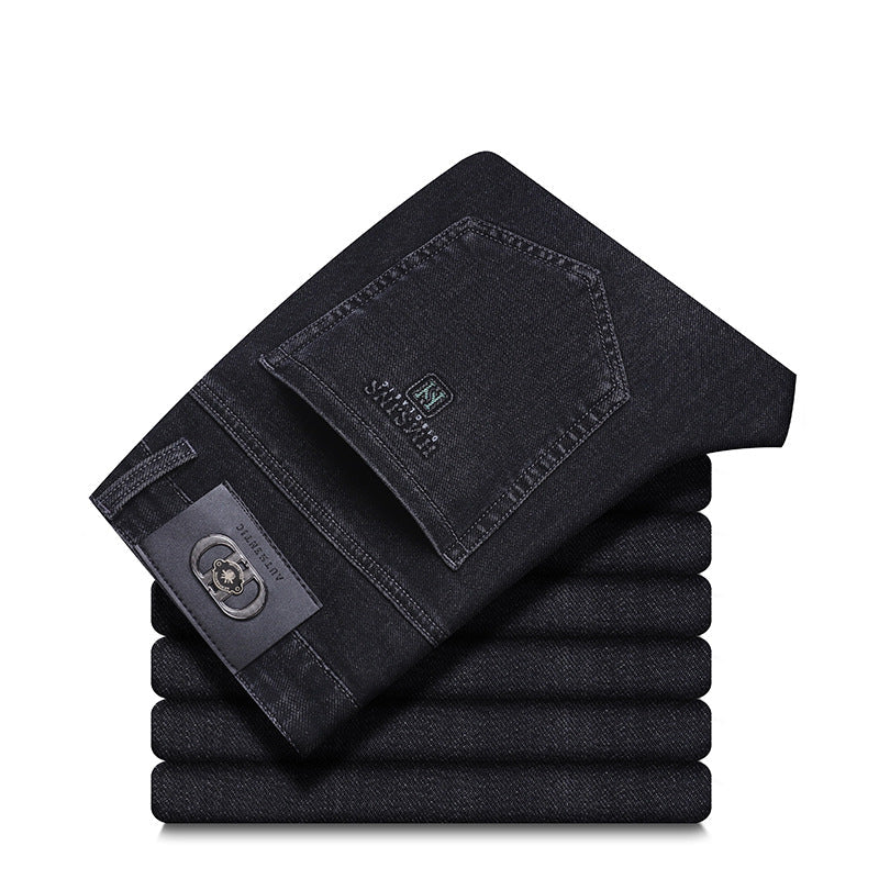 High-end Mens Straight-leg, Relaxed-fit, Plus-size Business Casual Jeans