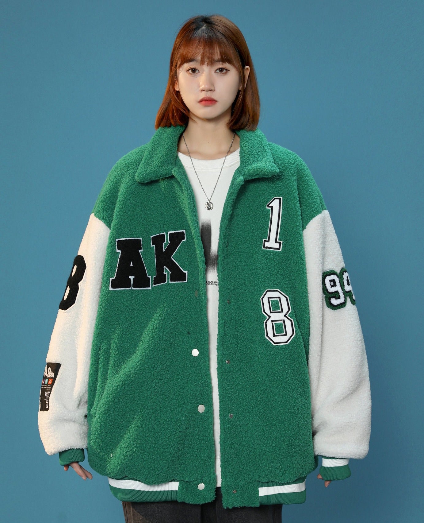 Veste universitaire pour femme en fausse fourrure Année 94
