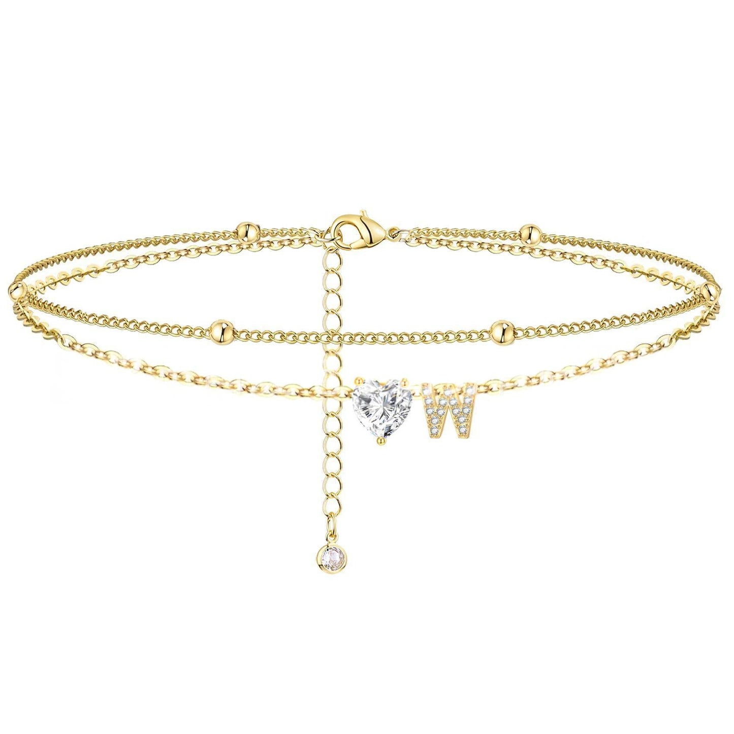 Womens Adjustable Delicate Versatile Double-layer Anklet Set