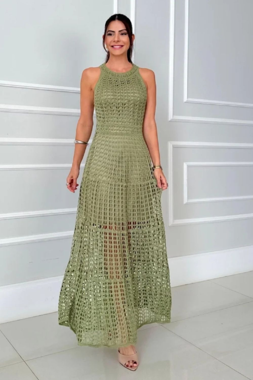 Long Sleeveless Cutout Maxi Dress Chic & Flowy Summer Style Comfortable Dress For Summer