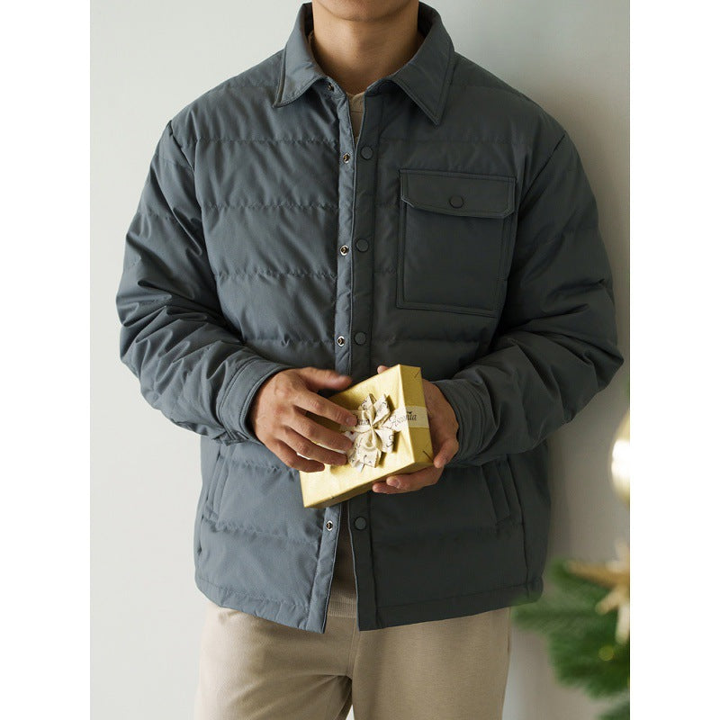 Windproof And Warm Short Puffer Jacket With A Baseball Collar For Men Thickened Outerwear