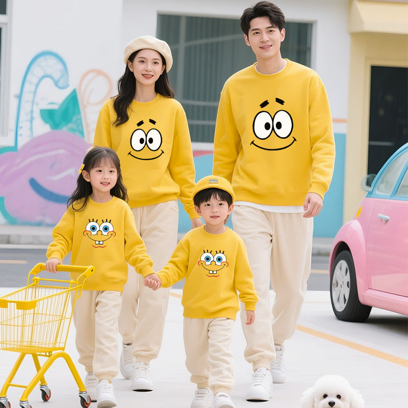 Parent-Child Matching Sweatsuits New FallWinter Styles For Families Of Three Or Four Casual And Loose-Fitting