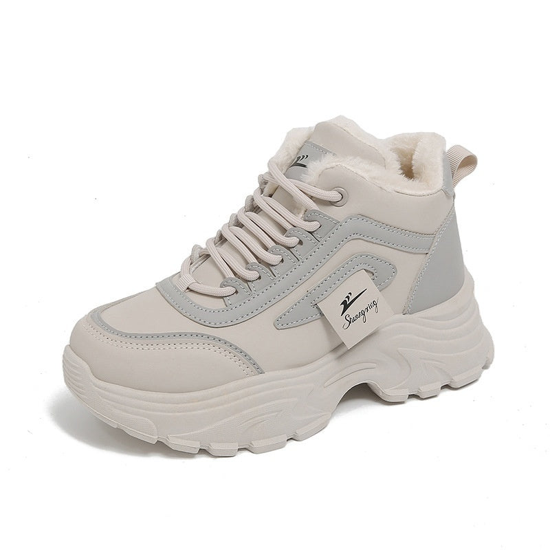 Womens Fleece-Lined High-Top Sporty Casual Warm Cotton Shoes