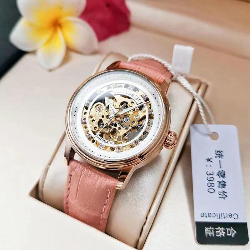 Hollow-Out Diamond-Encrusted Luminous Water-Resistant Mechanical Watch