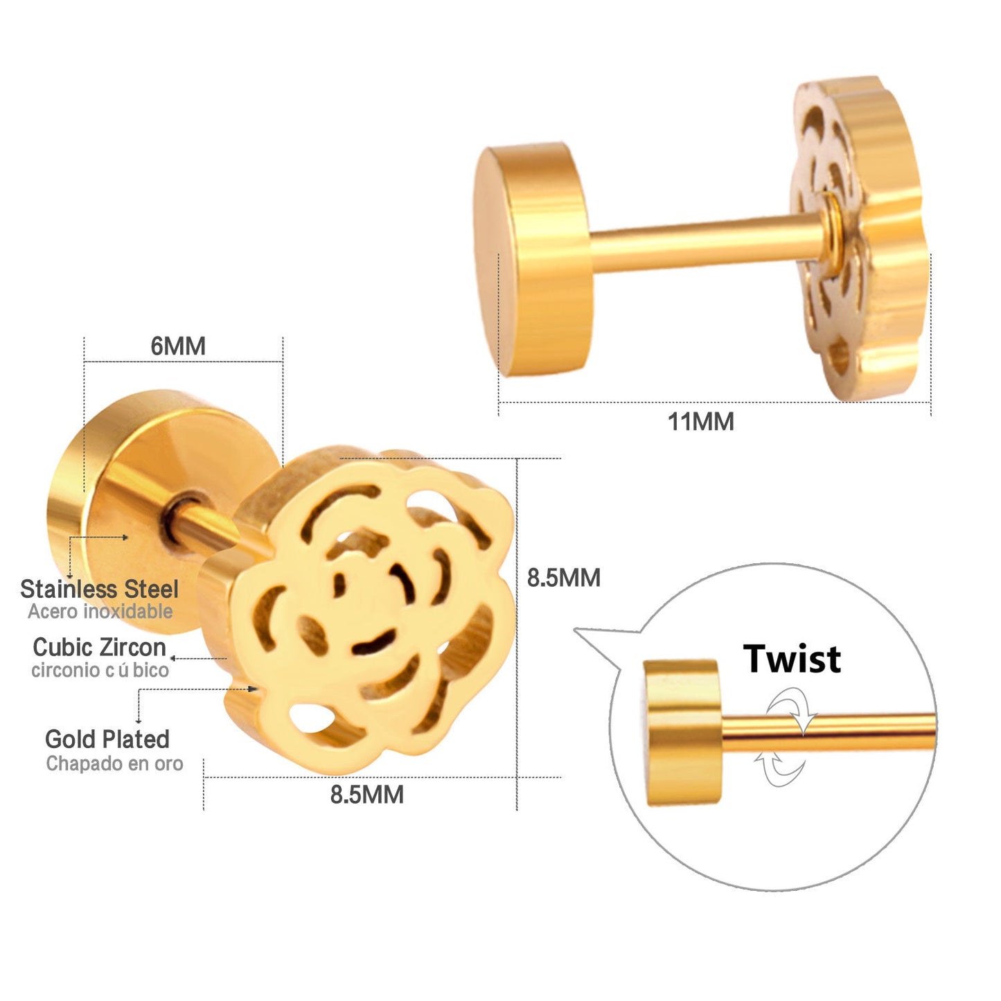 European And American Bow-knot Screw-back Stud Earrings