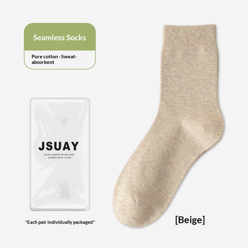 Men's Cotton Sweat-Absorbent Deodorizing And Antibacterial Mid-Calf Socks