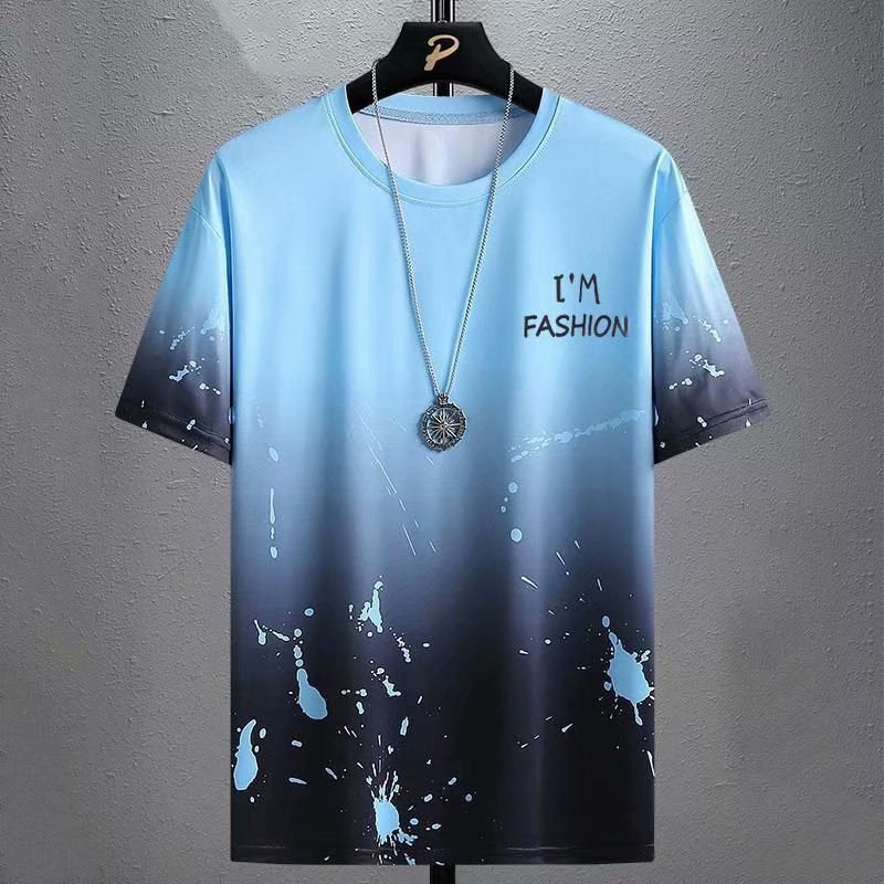 Gradient Half-length Sleeve Versatile Casual T-shirt