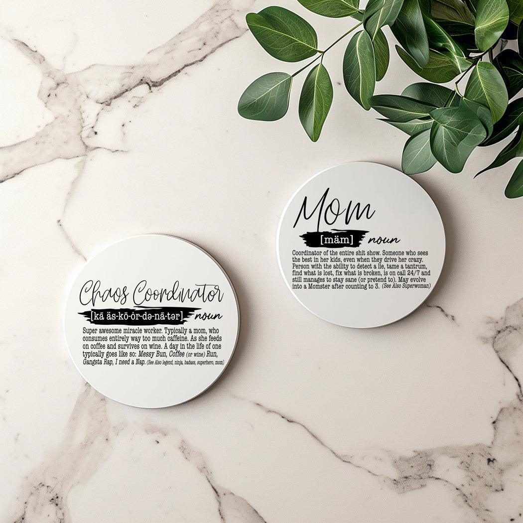 Adulting Funny Coaster Gift Set 6 Pack Humorous Quote Drink Coasters Home Bar Decor