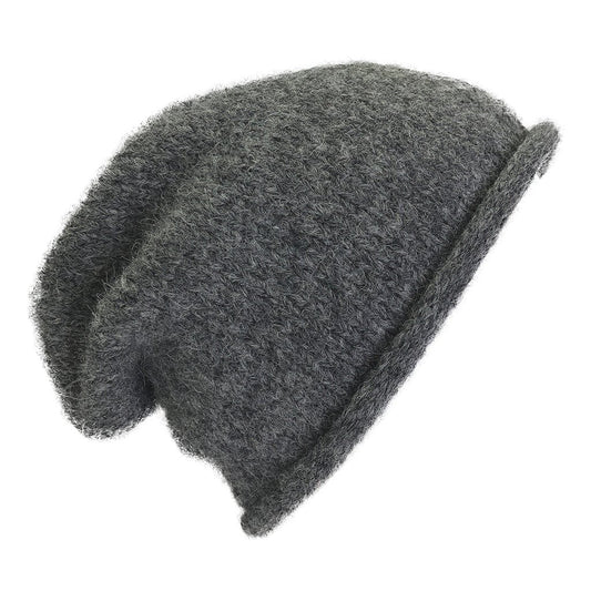 Bonnet décontracté en tricot d'alpaga anthracite – Chaud, doux et écologique pour l'hiver