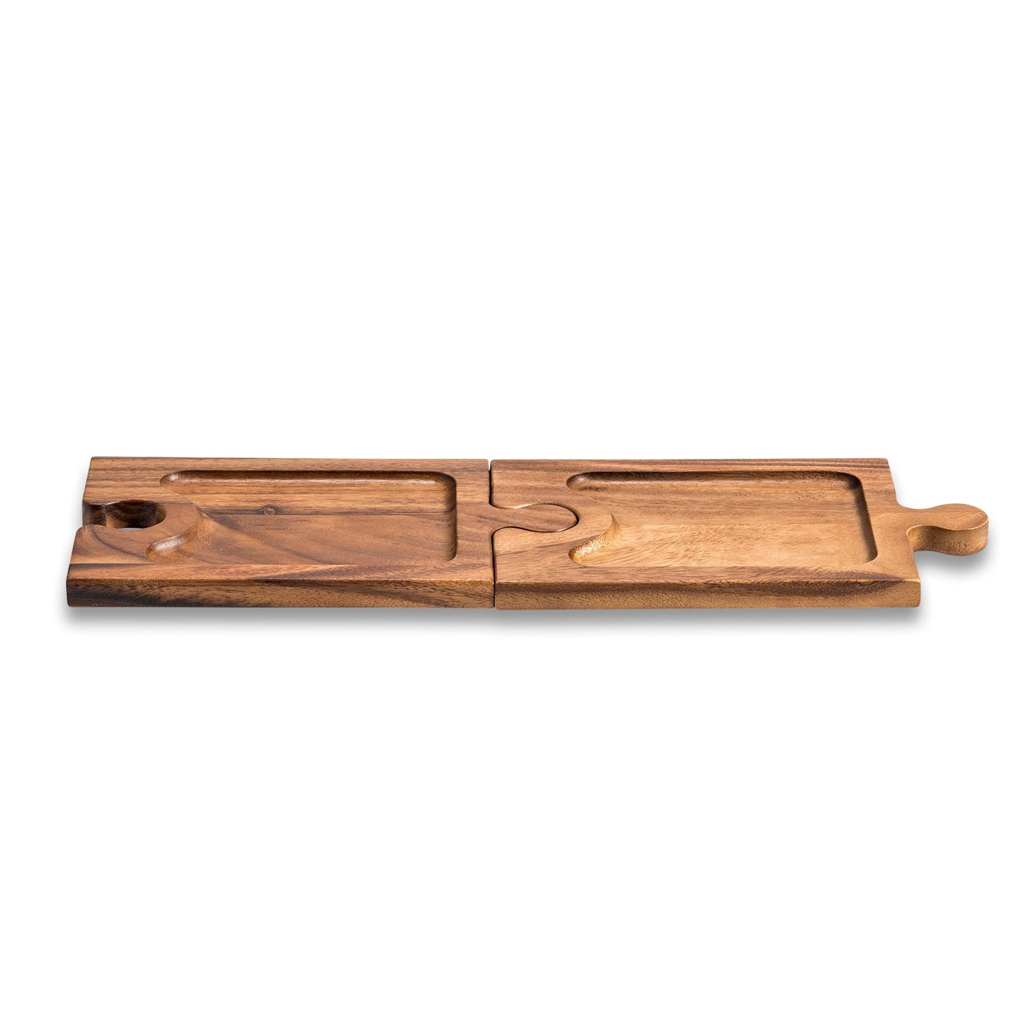 Planche de service modulaire avec porte-verres à vin et charcuterie, emboîtable façon puzzle