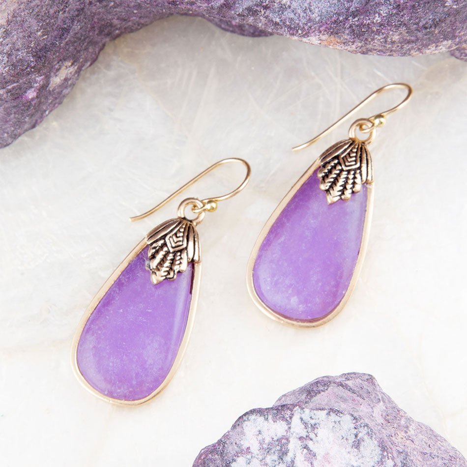 Charleston Purple Quarz Goldene Tropfenohrringe